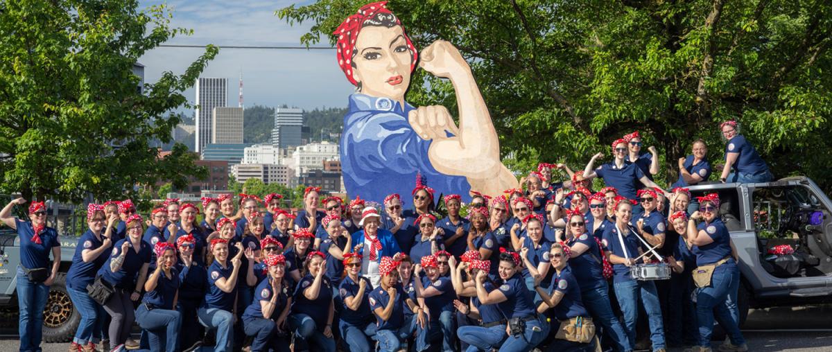 Local 48 Rosie the Riveters at 2025 Grand Floral Parade