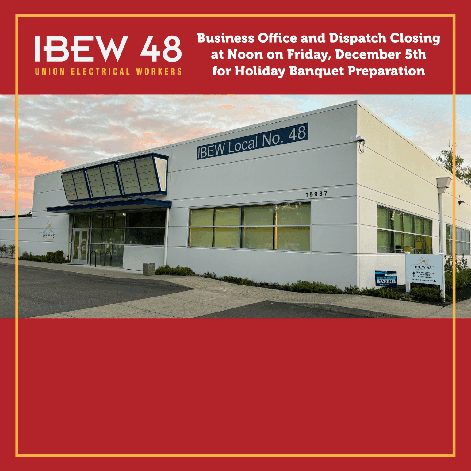 Local 48 Office and Dispatch Closing at Noon on December 5th — IBEW ...