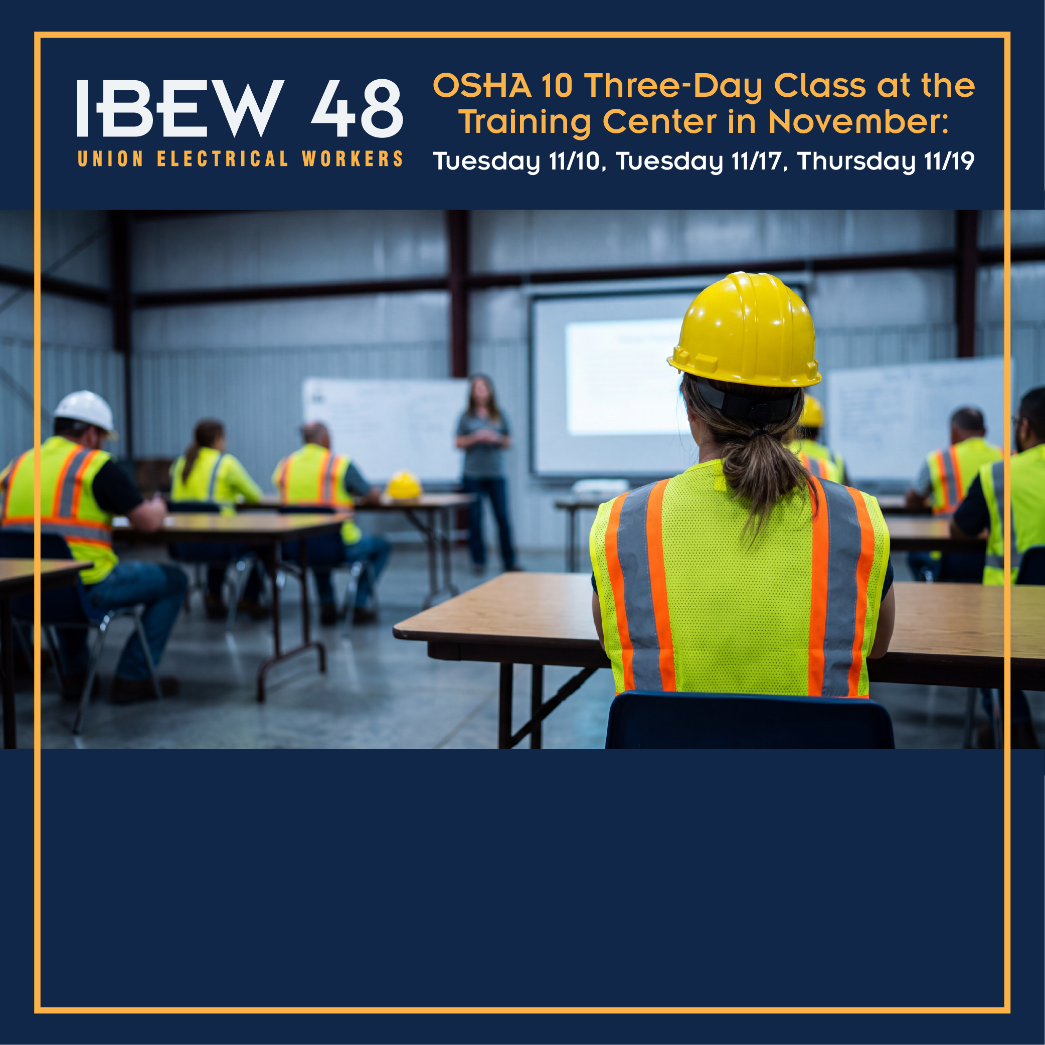 OSHA 10 Three-Day Class at the Training Center in November — IBEW